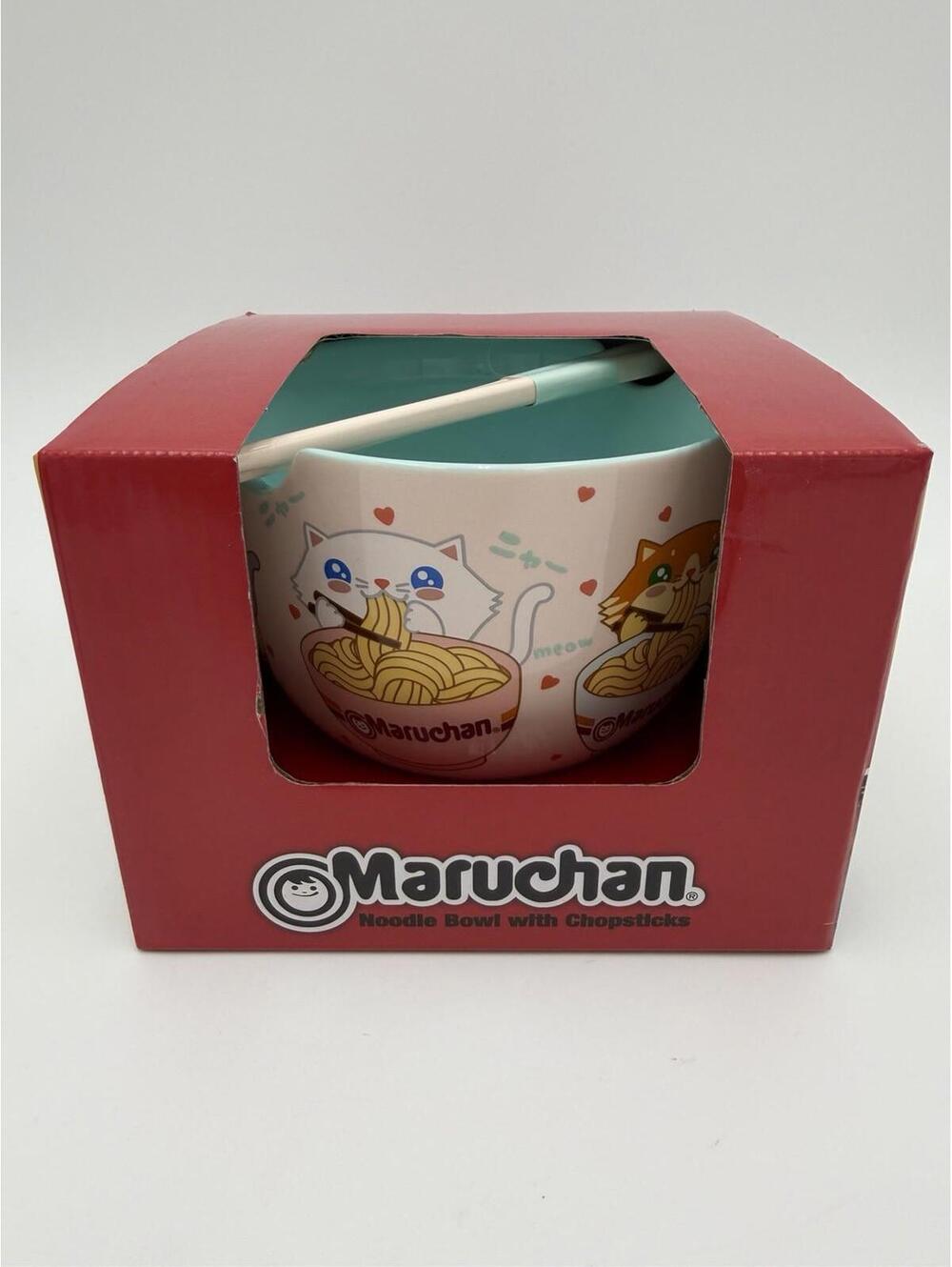 Maruchan Kawaii Cat Ramen Noodle Bowl with Chopsticks by Mad Engine NIB New